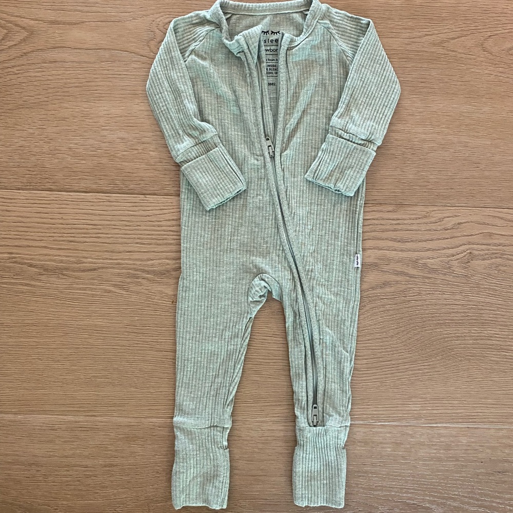 Green Ribbed Kids One Piece